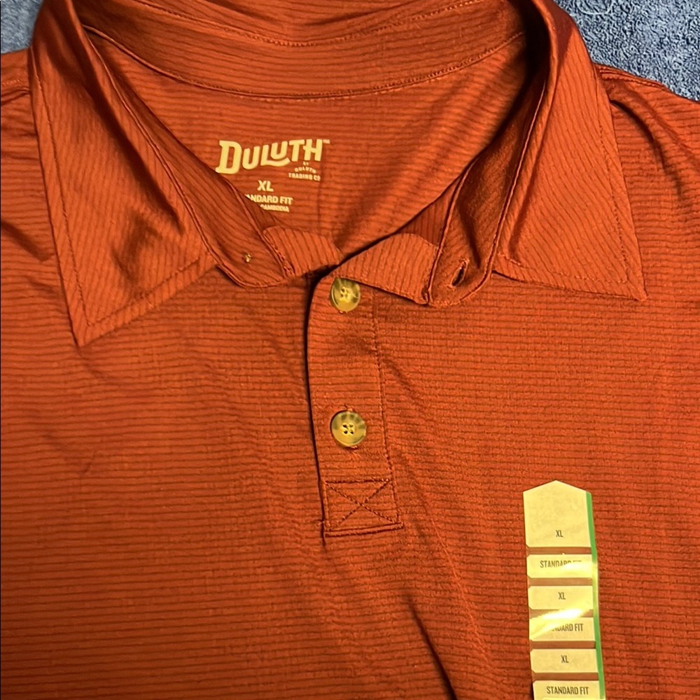 Duluth Trading Co Orange Polo Shirt Performance Material